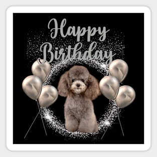 Happy Birthday Poodle Balloons Magnet